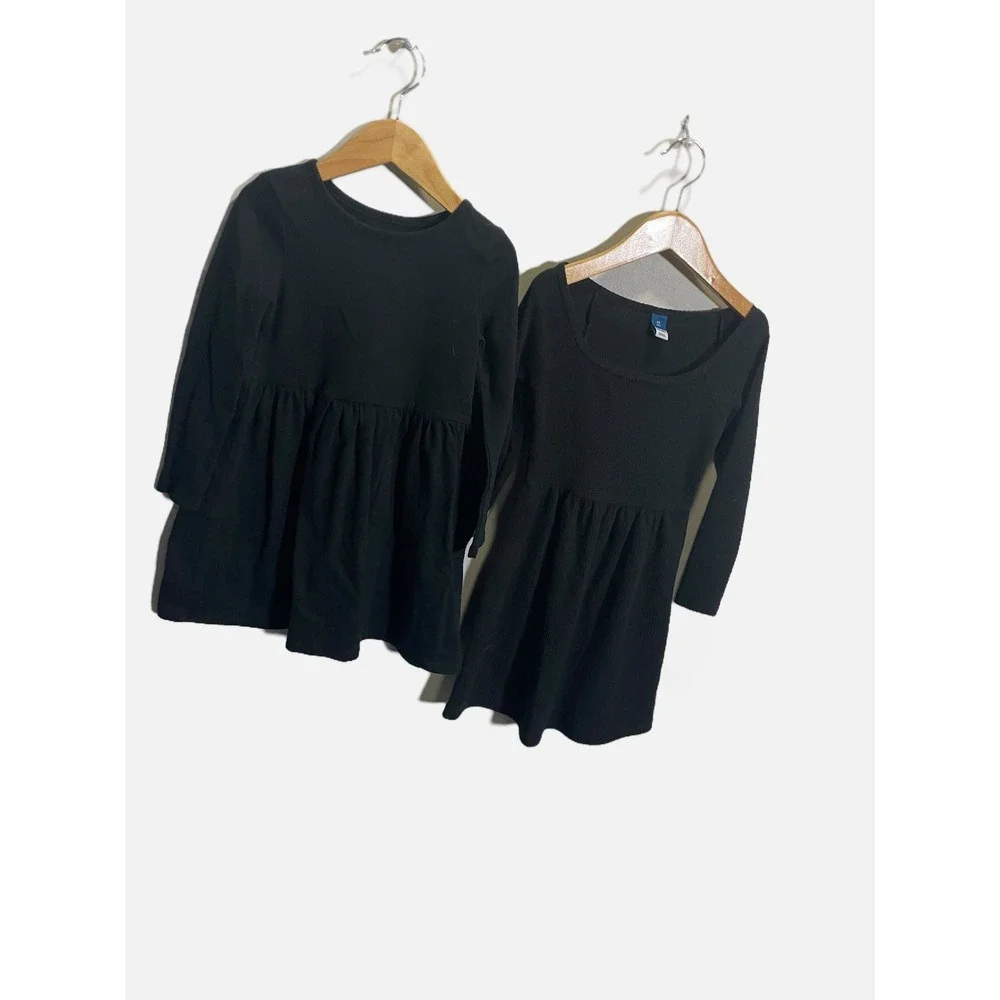 Old Navy Cat & Jack Dress Lot Kids 5T XS Black Ribbed Jersey Babydoll Skater